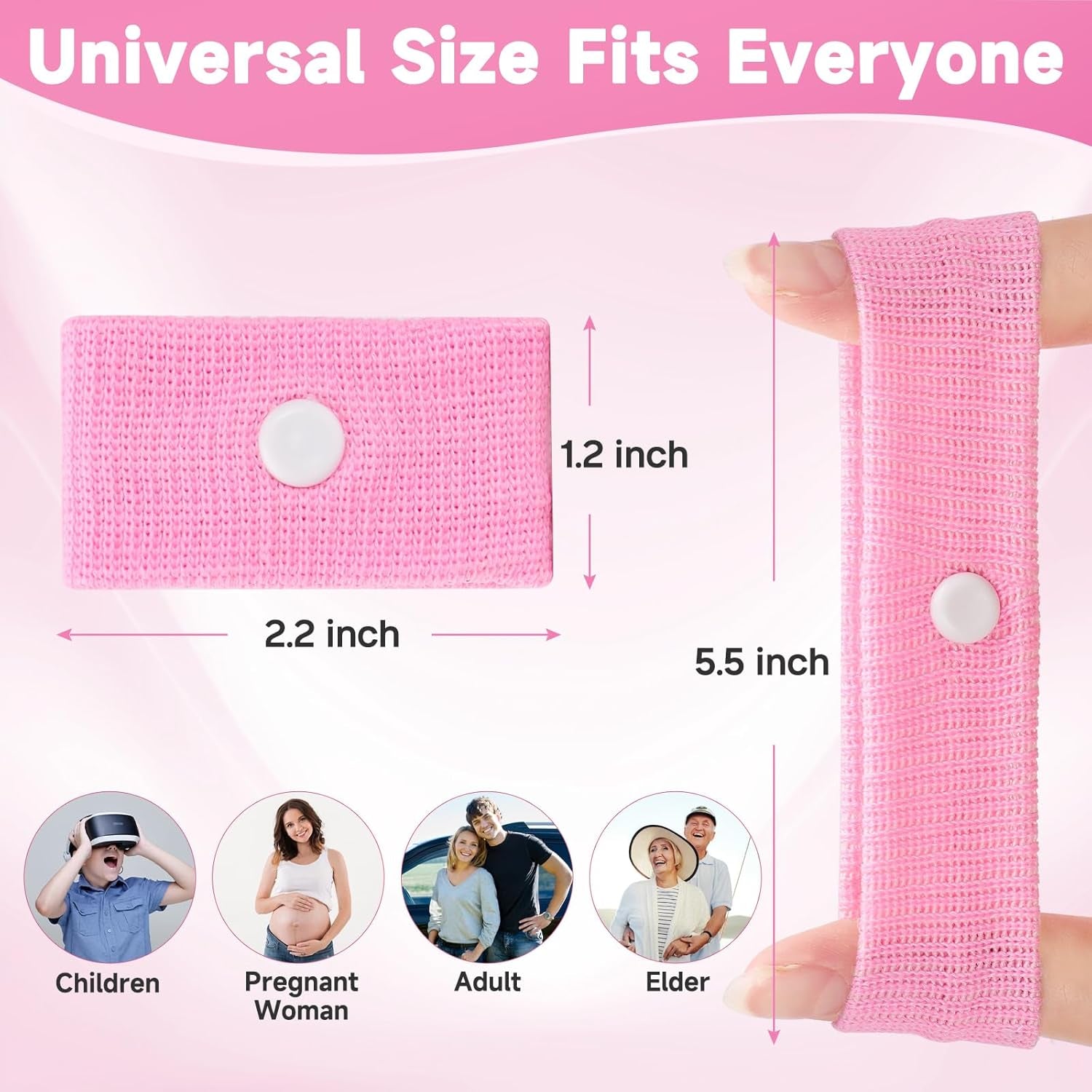Travel Sickness Bands Adult Motion Sickness Bands for Kids Cruise Travel Essentials anti Sickness Wristbands for Pregnancy Women, 2 Pairs (Pink,Blue)