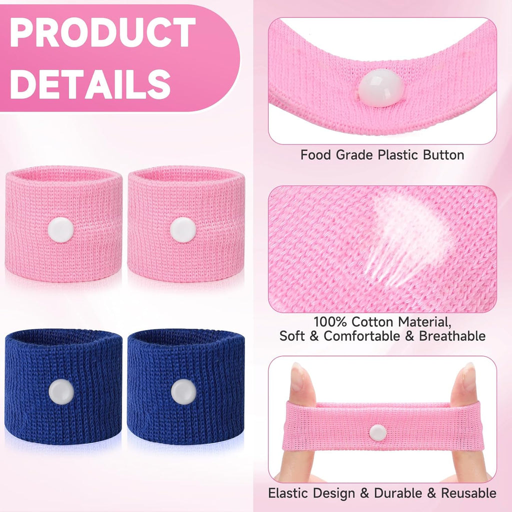Travel Sickness Bands Adult Motion Sickness Bands for Kids Cruise Travel Essentials anti Sickness Wristbands for Pregnancy Women, 2 Pairs (Pink,Blue)